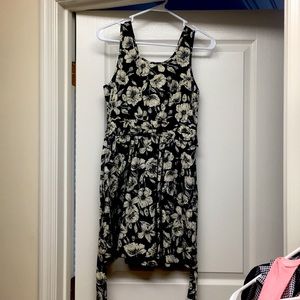 Black and cream flower print dress